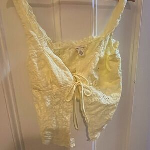Butter yellow lace-up Aeropostale top - size medium